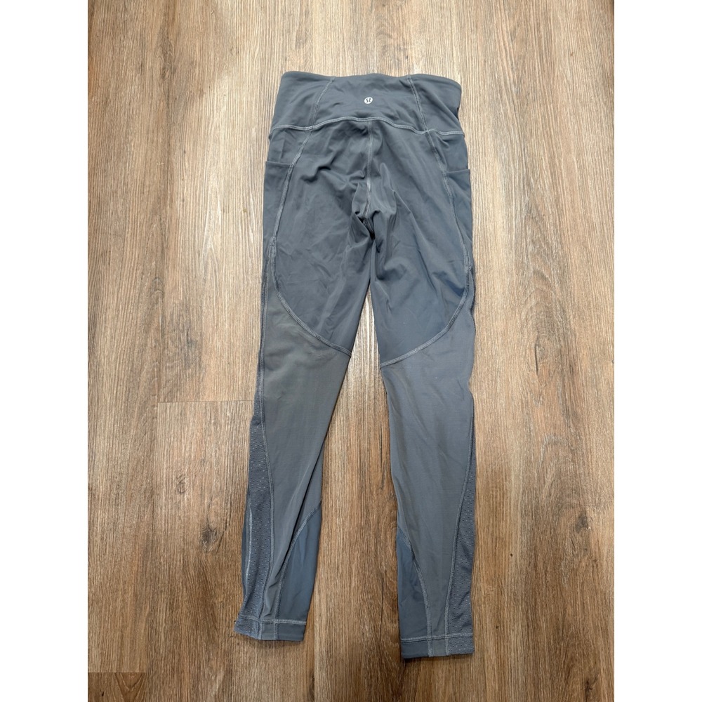 Lululemon Gray Mesh Panels High Rise Workout‎ Leggings Yoga Pants Womens Size 4